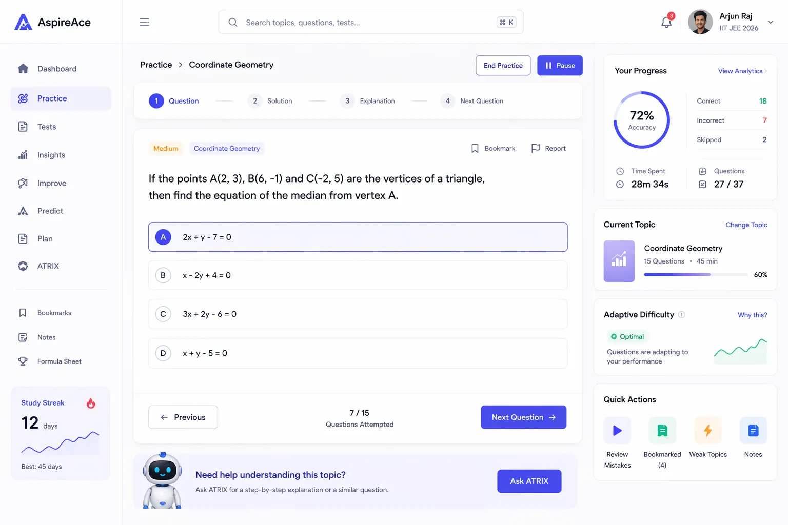 DPP session — adaptive daily practice